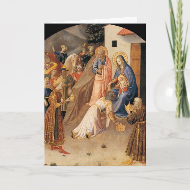 Adoration of the Magi by Fra Angelico 1423 Holiday Card (Front)
