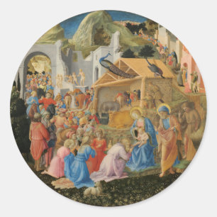 Adoration of the Magi by Fra Angelico and Filippo Classic Round Sticker