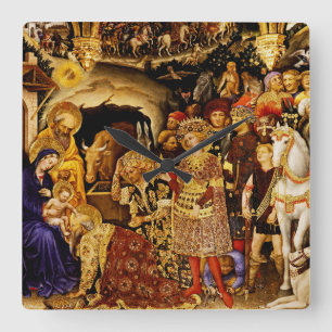 Adoration of the Magi by Gentile da Fabriano Square Wall Clock