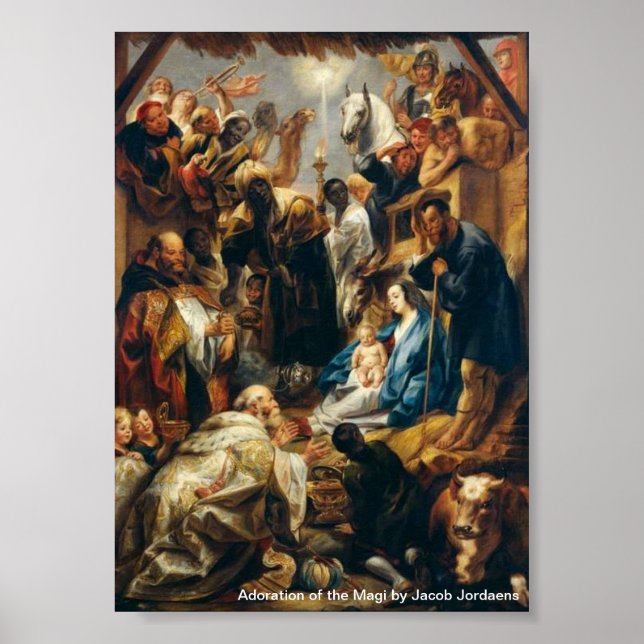 Adoration of the Magi by Jordaens Poster (Front)