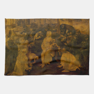 Adoration of the Magi by Leonardo da Vinci Tea Towel