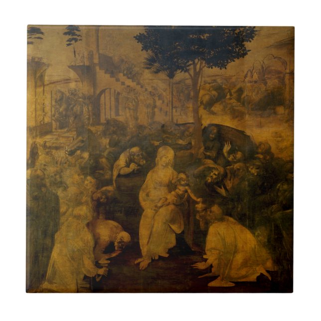 Adoration of the Magi by Leonardo da Vinci Tile (Front)