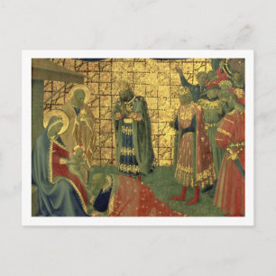 Adoration of the Magi, detail from a predella pane Postcard