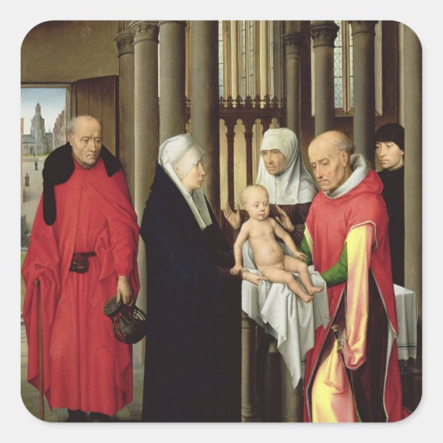 Adoration of the Magi: Right wing of triptych Square Sticker (Front)