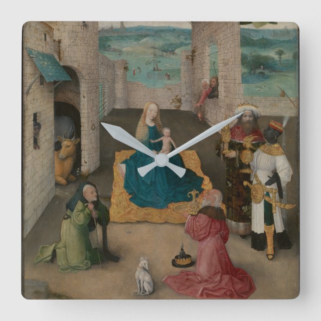 Adoration of the Magi Square Wall Clock (Front)