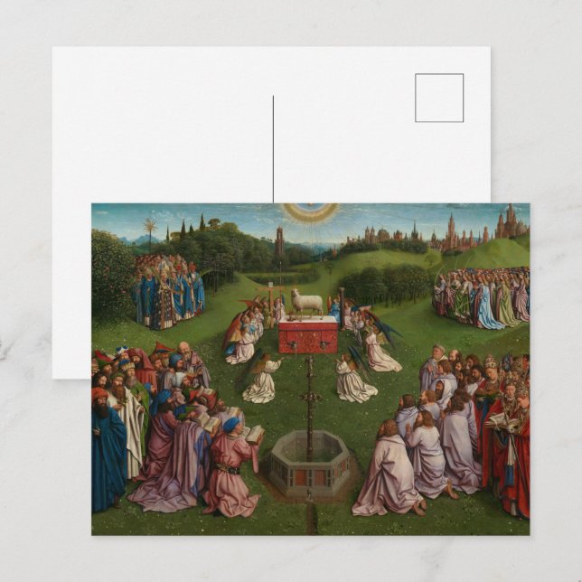 Adoration of the Mystic Lamb, The Ghent Altarpiece Holiday Postcard (Front/Back)
