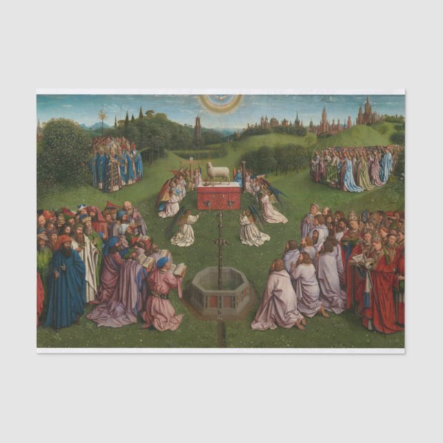 Adoration of the Mystic Lamb, The Ghent Altarpiece Tissue Paper (Front)