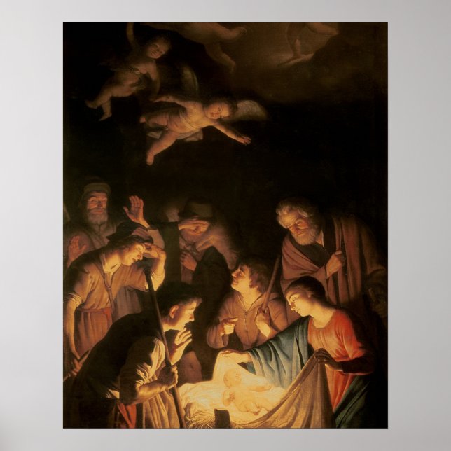 Adoration of the Shepherds, 1617 (oil on canvas) Poster (Front)