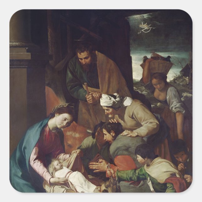 Adoration of the Shepherds, 1630 Square Sticker (Front)