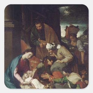 Adoration of the Shepherds, 1630 Square Sticker