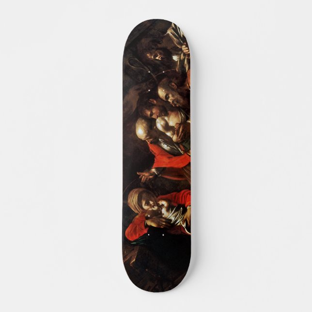 Adoration of the Shepherds by Caravaggio (1609) Skateboard (Front)