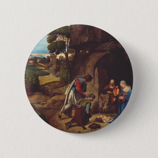 Adoration of the Shepherds by Giorgione 6 Cm Round Badge (Front)