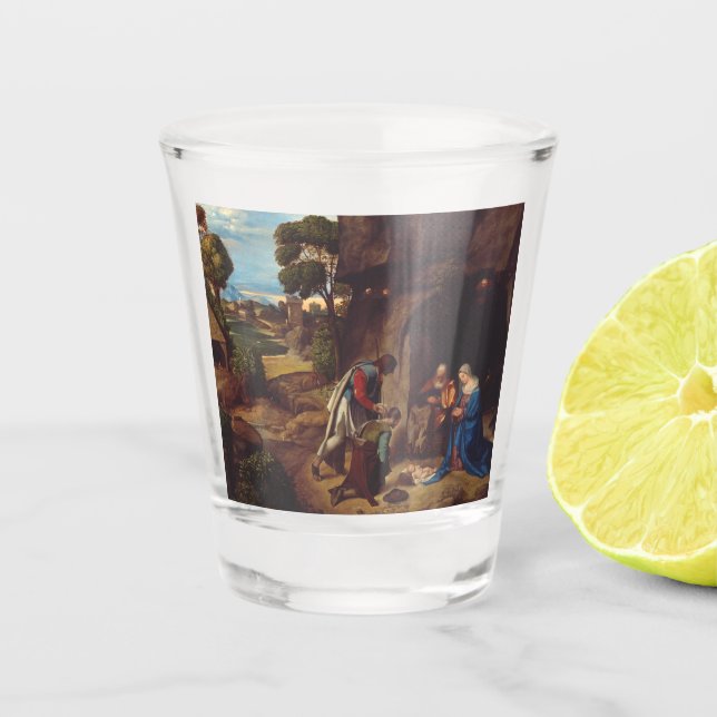 Adoration of the Shepherds by Giorgione Shot Glass (Front)