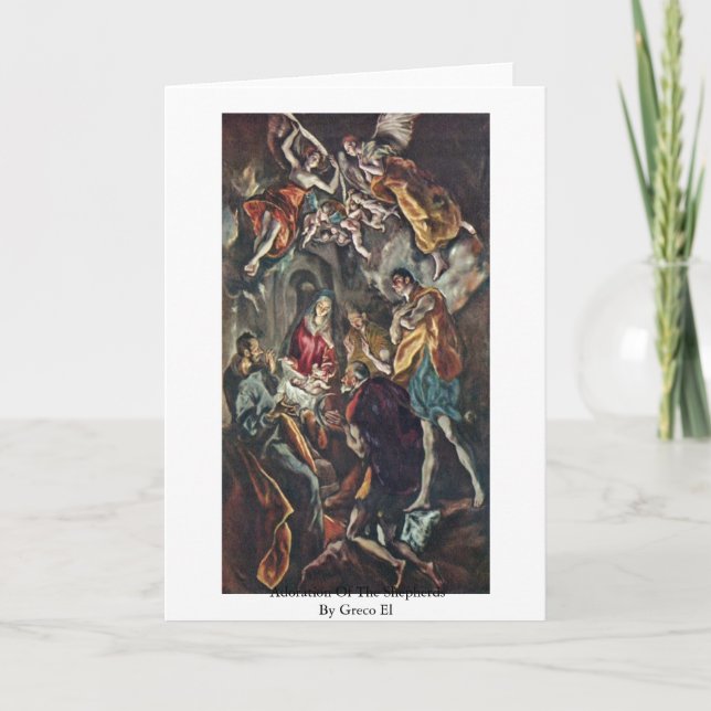 Adoration Of The Shepherds By Greco El Card (Front)