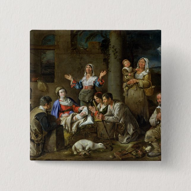 Adoration of the Shepherds, c.1659 15 Cm Square Badge (Front)