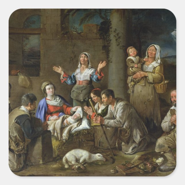 Adoration of the Shepherds, c.1659 Square Sticker (Front)