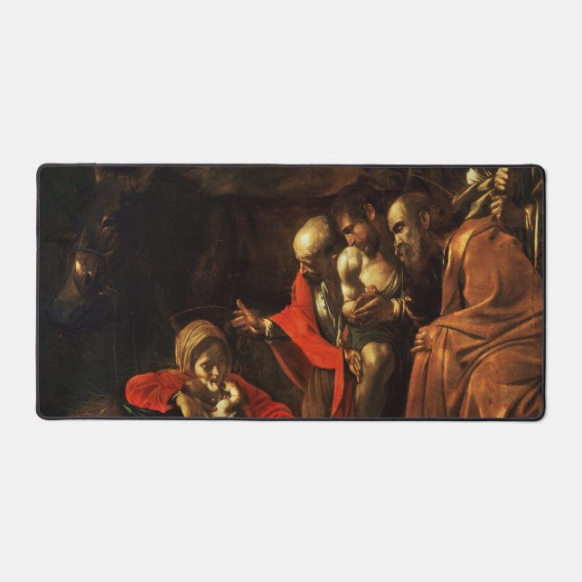 Adoration of the Shepherds (Caravaggio) Desk Mat (Front)