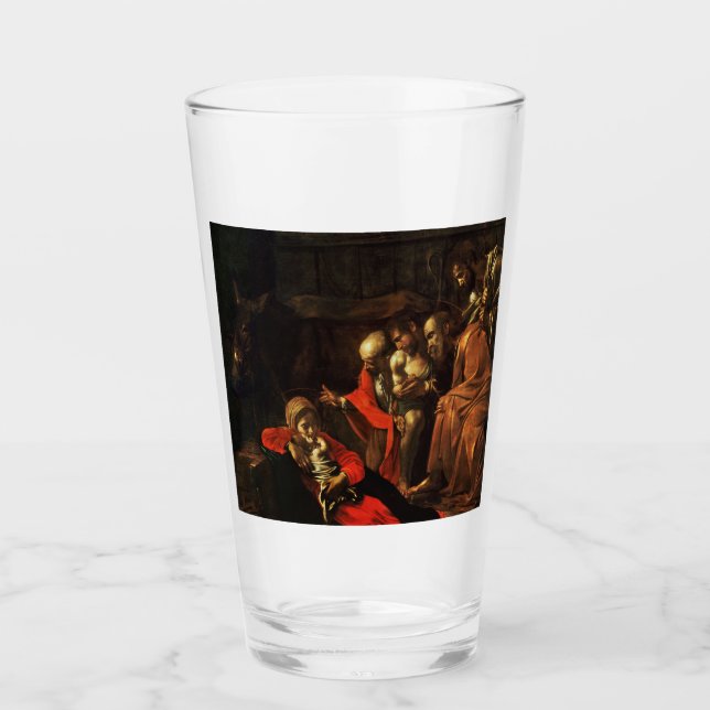 Adoration of the Shepherds (Caravaggio) Glass (Front)