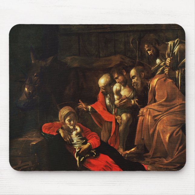 Adoration of the Shepherds (Caravaggio) Mouse Pad (Front)