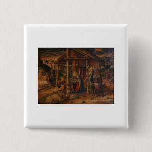 Adoration of the Shepherds - Carlo Crivelli - c148 15 Cm Square Badge