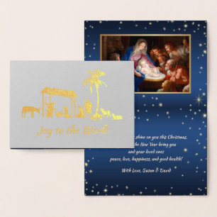 Adoration of the Shepherds. Christmas Luxury Real  Foil Card