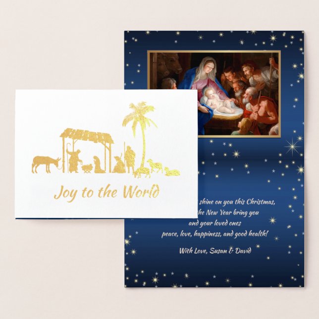 Adoration of the Shepherds. Christmas Luxury Real  Foil Card (Display)