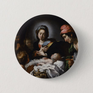 Adoration of the Shepherds, circa 1615 6 Cm Round Badge