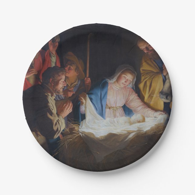 Adoration of the shepherds - Honthorst - Christmas Paper Plate (Front)