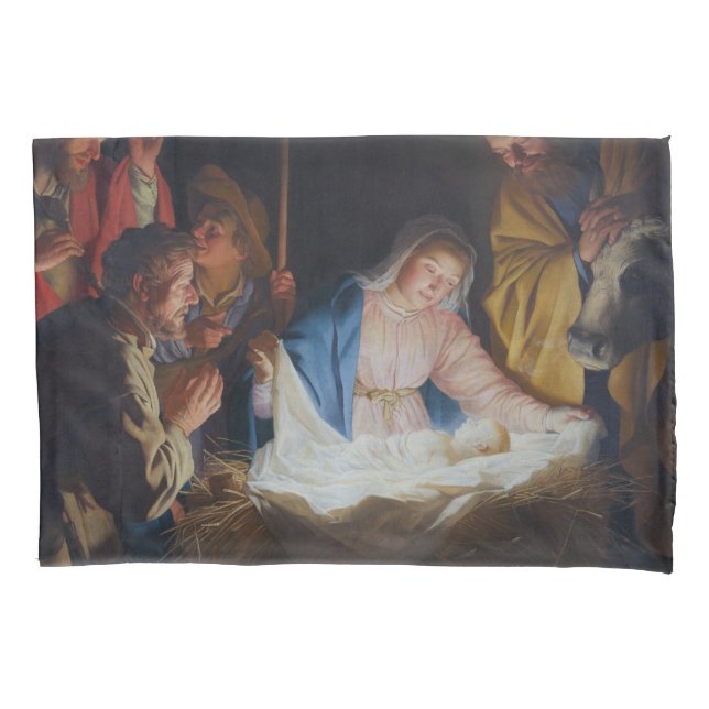 Adoration of the shepherds - Honthorst - Christmas Pillowcase (Front)
