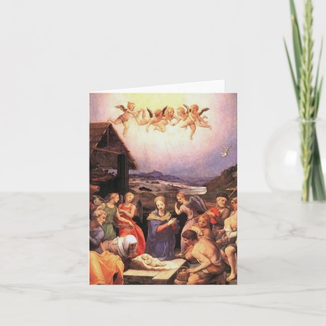 Adoration - Shepherds and angels - Bronzino Holiday Card (Front)