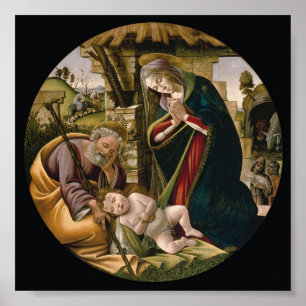 Adoration with Joseph, Mary and Baby Jesus Poster