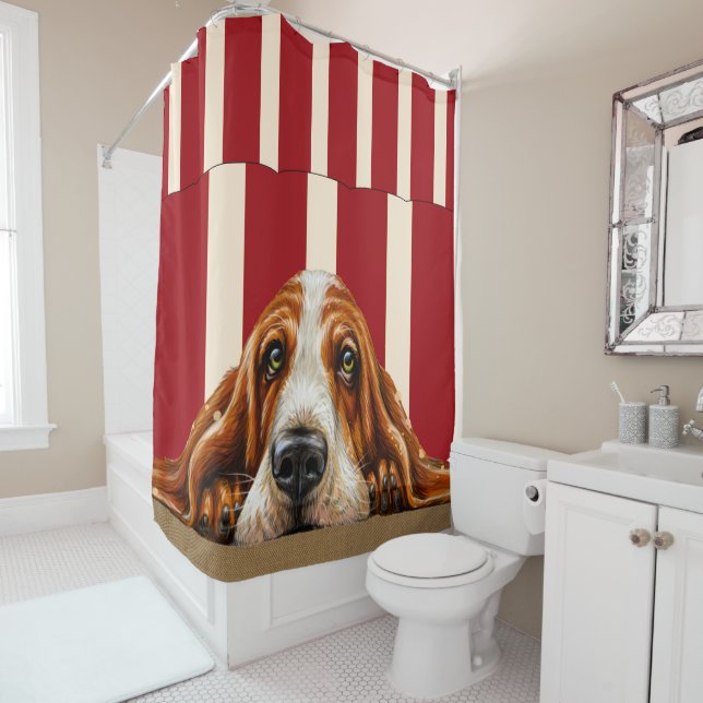 Adorbs Basset Hound Shower Curtain (In Situ)