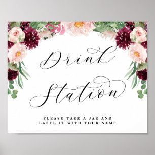 Adore Floral Drink Station Chic Wedding Sign