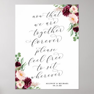 Adore   Floral Script Reception Guest Seating Sign