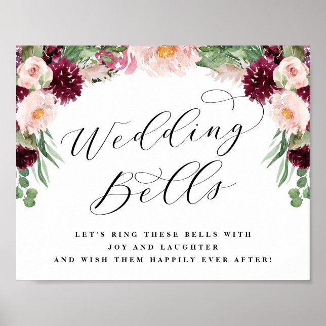 Adore Floral Wedding Bells Send Off Wedding Sign (Front)