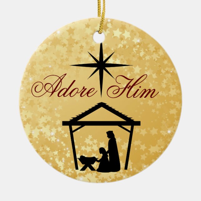 Adore Him - Nativity Scene Ornament (Front)