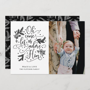 Adore Him   Photo Christmas Flat Card   Black
