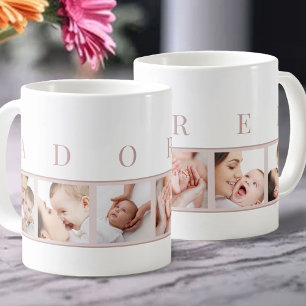 ADORED 6 Picture Collage Pink and White Baby Photo Coffee Mug