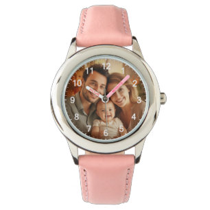 Adored Baby Girl Photo Pink Nursery wall Watch