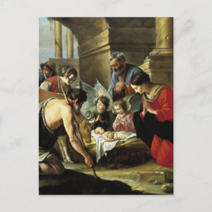 Adoring Shepherds 17th Century Postcard
