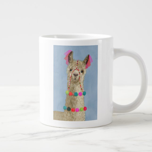 Adorned Llama - Beige Large Coffee Mug (Right)