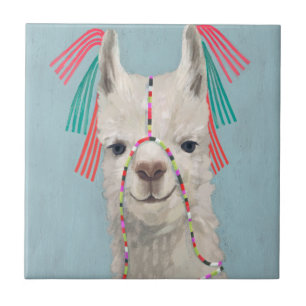 Adorned Llama - White Ceramic Tile