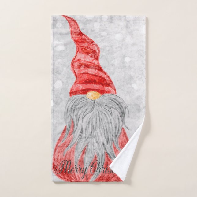 Adoroble Gnome Bokeh Christmas Bath Towel Set (Hand Towel)
