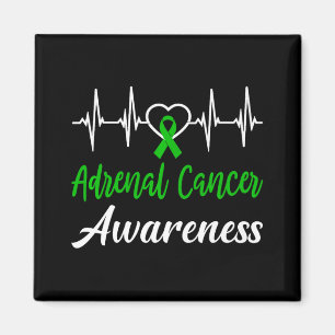 Adrenal Cancer Awareness Love Heartbeat Green Ribb Magnet