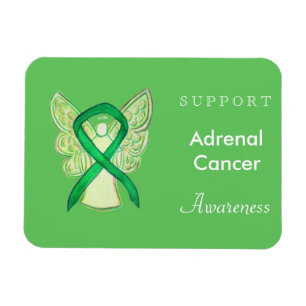 Adrenal Cancer Awareness Ribbon Angel Magnets