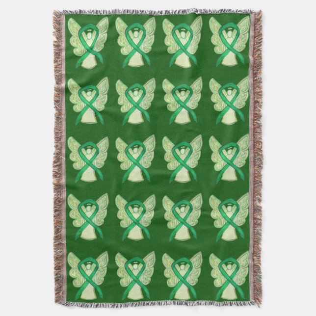 Adrenal Cancer Awareness Ribbon Art Throw Blankets (Front Vertical)