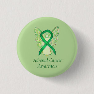 Adrenal Cancer Green Awareness Ribbon Angel Pin