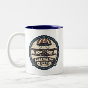 Adrenaline Junkie Vintage Skydiving Two-Tone Coffee Mug