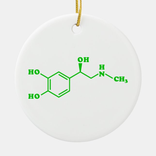 Adrenaline Molecular Chemical Formula Ceramic Ornament (Front)