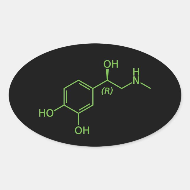 Adrenaline Molecule Chemical Diagram Oval Sticker (Front)